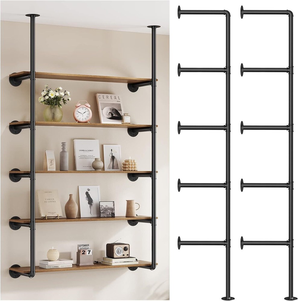 Industrial Iron Pipe Wall Shelf Farmhouse DIY Open Book Storage Unit