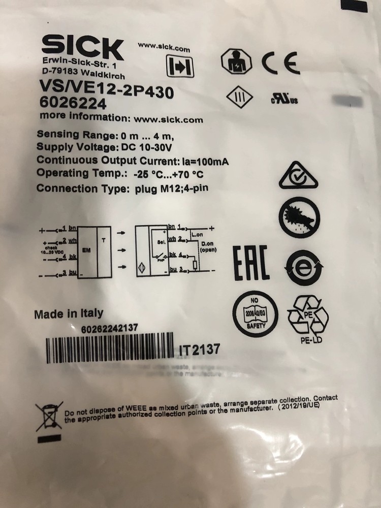 1pcs SICK VS/VE12-2P430 6026224 Photoelectric Sensor