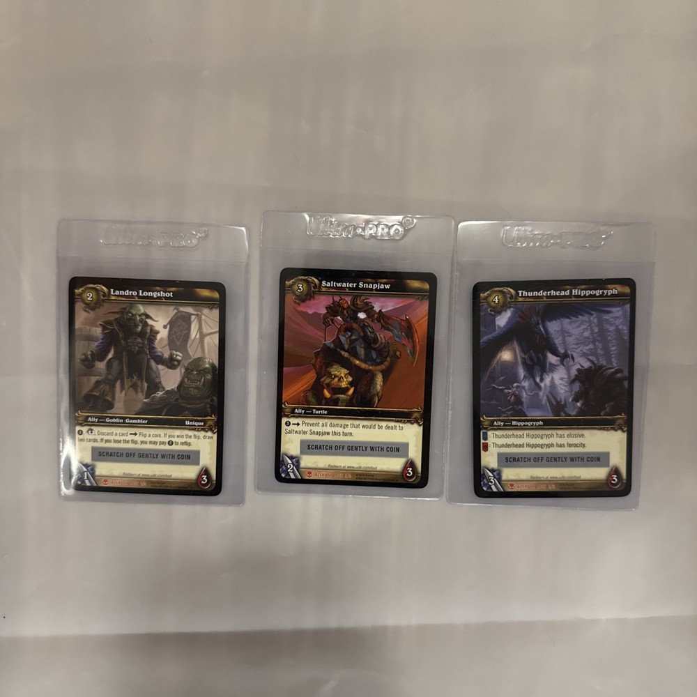 Wow Tcg Lot of 3 Loot Cards LANDROS, SALTWATER SNAPJAW AND THUNDERHEAD HIPPOGRY
