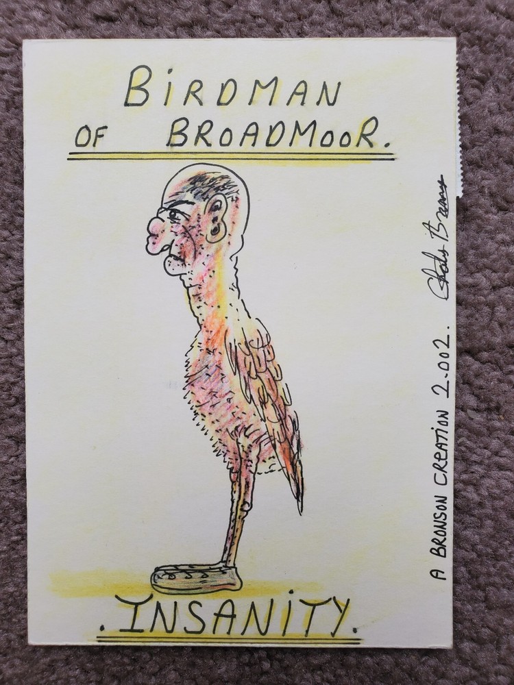 Charles Bronson art ORIGINAL 'Birdman' Posted to Jan Lamb Signed (NOT PRINT) COA