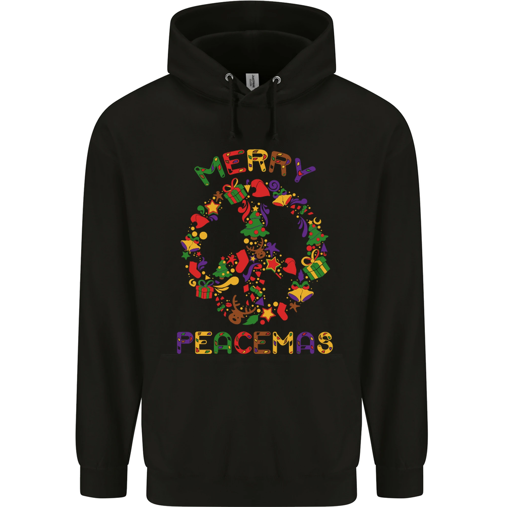 Merry Peacemas Christmas Peace Wreath Mens 80% Cotton Hoodie