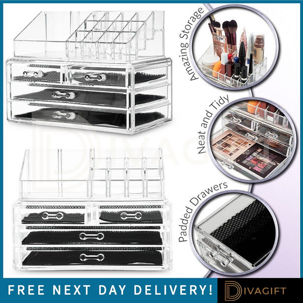 MAKEUP COSMETIC ORGANISER CLEAR DRESSING TABLE MAKE UP HOLDER DISPLAY STORAGE