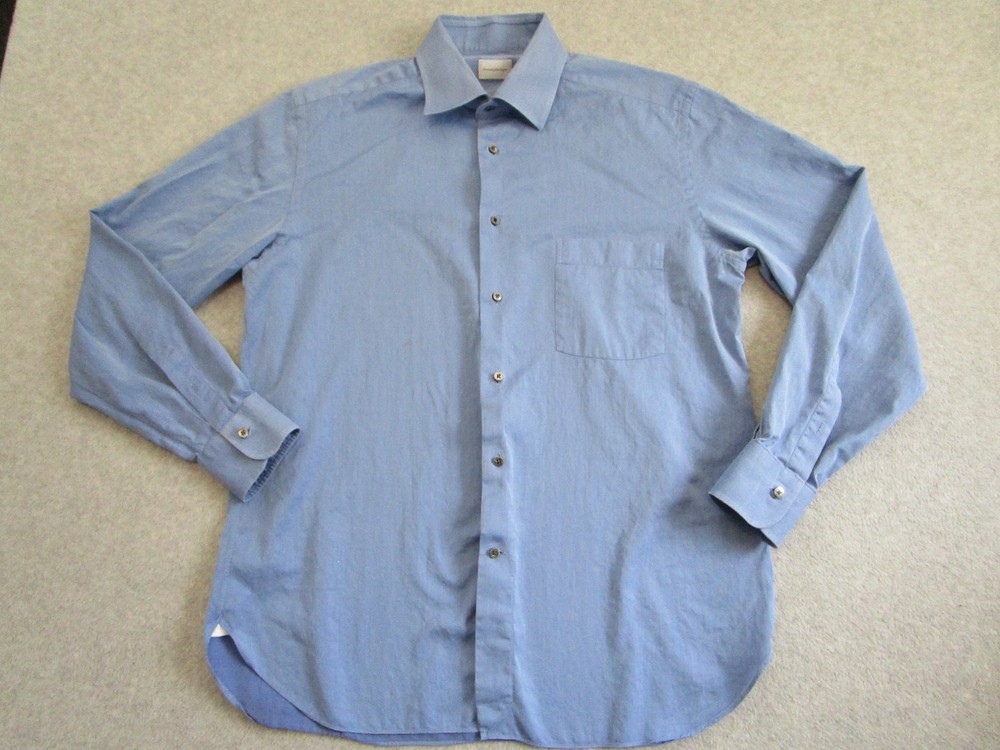 Ermenegildo Zegna Shirt Mens 42 16.5 Blue Dress Business Luxury Italy