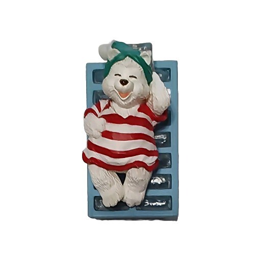 Hallmark Keepsake Clip On Ornament Water Bed Snooze Polar Bear Vintage 1993