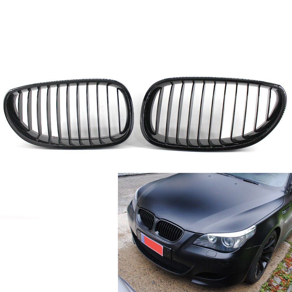 Car Grille Grill Gloss Black Fit For BMW E60 E61 M5 5 Series 2003-2009 ABS