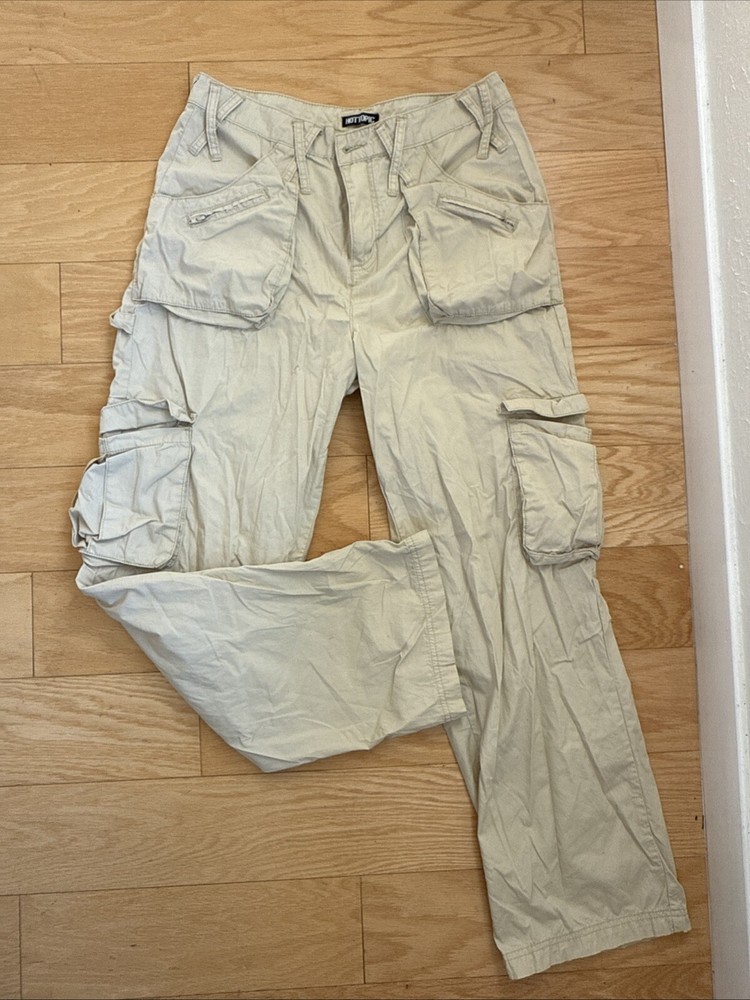 Hot Topic Tan Beige Cargo Wide Leg Pants Grunge Punk Y2K Indie
