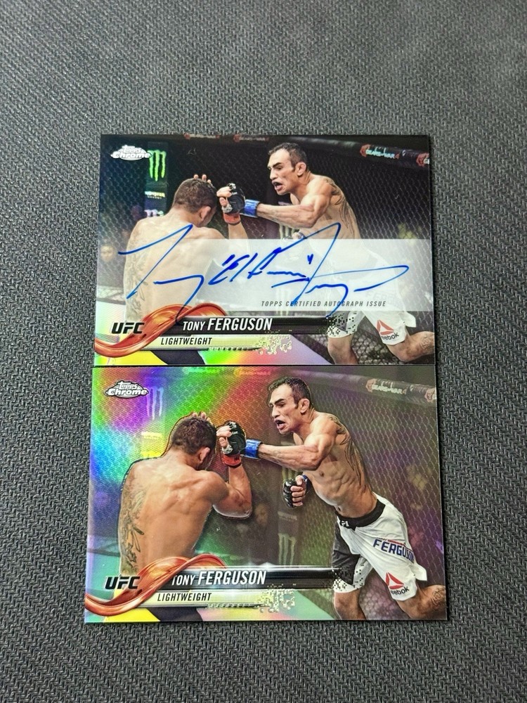 2018 Topps Chrome UFC Tony Ferguson Lot Autograph And Holo Chrome card Auto