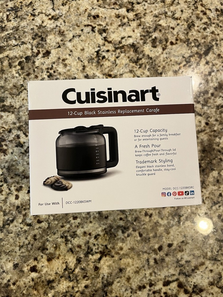 Cuisinart DCC-1220BKSRC 12-Cup Black Stainless Coffee Maker Replacement Carafe