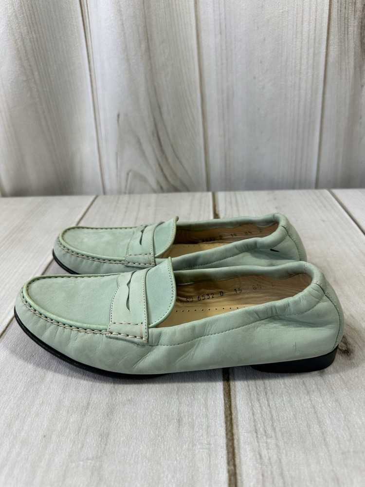 Salvatore Ferragamo Womens 8.5 Sport Suede Loafers Shoes Mint Casual