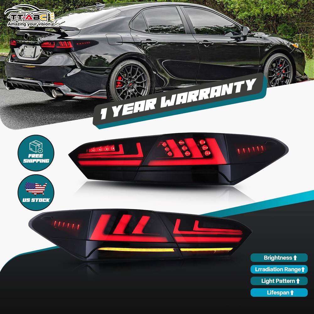 2018-2024 Toyota Camry Smoked LED Tail Lights Pair - Upgrade Kit