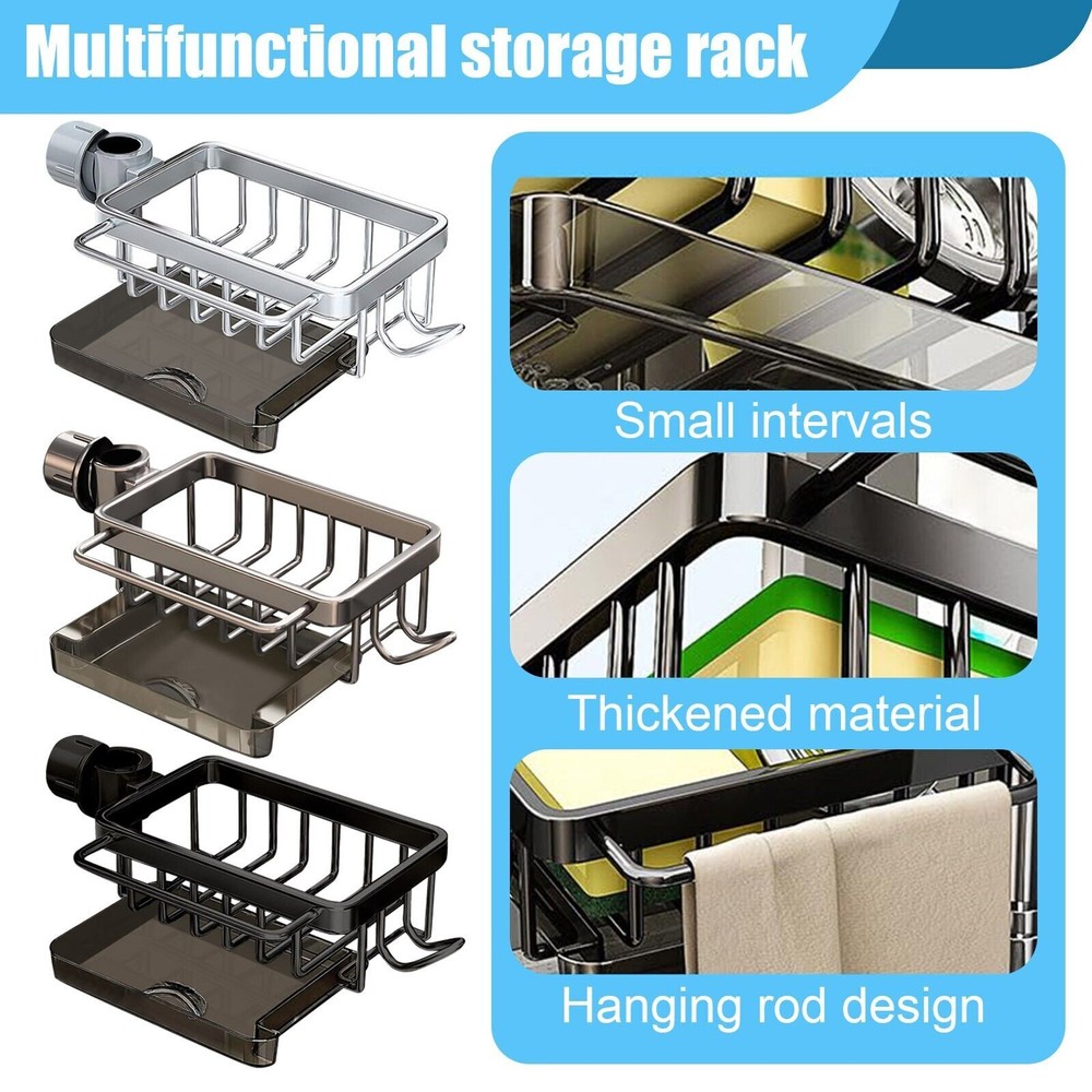 Compact Kitchen Sink Caddy Organizer with Drip Trays for Faucet Storage