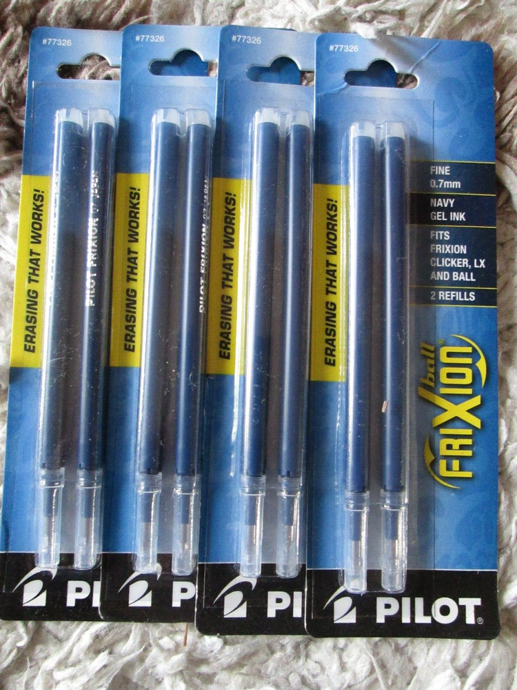 8 PILOT  FriXion Gel Ink Refills Erasable Pens Fine Point Navy Blue Ink 77326