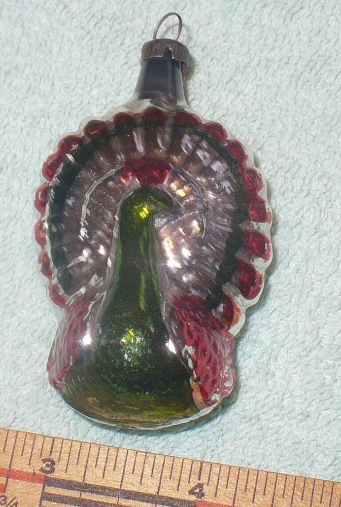 Vintage Mercury Glass Bumpy Turkey Ornament Thanksgiving Christmas HTF 3 Inch