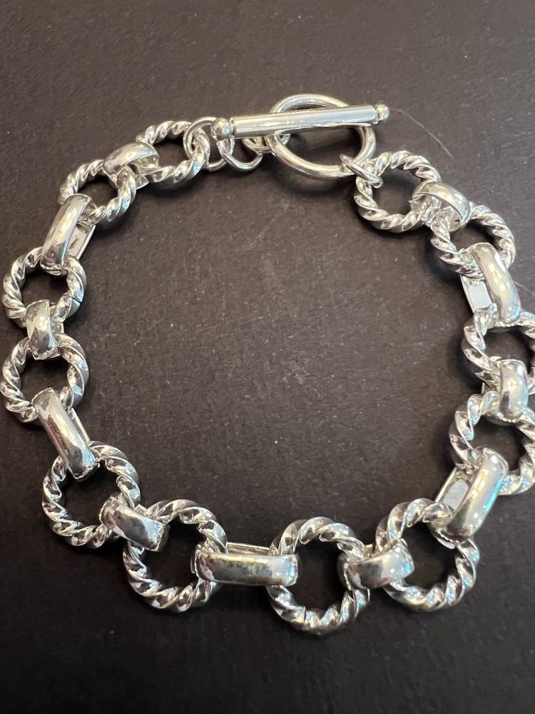 Bracelet, .9 25 Sterling Silver Link Bracelet With Toggle Clasp