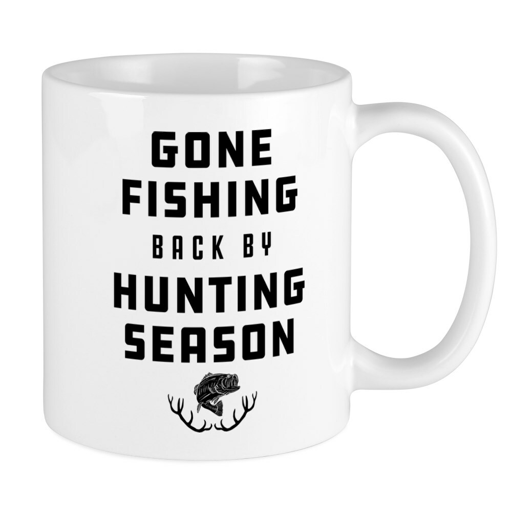 CafePress Gone Fishing Back By Hunting Sea 11 oz Ceramic Mug (180901471)