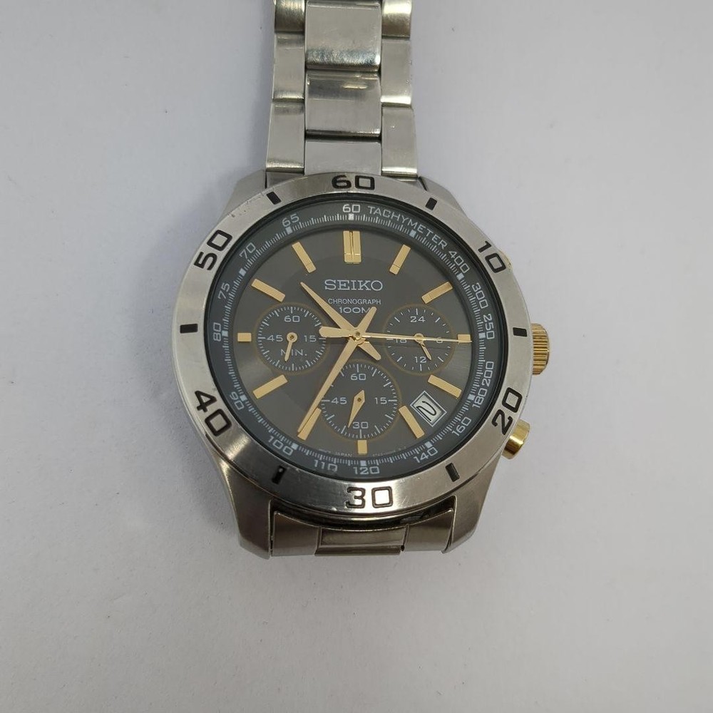Seiko Chronograph Watch 100M Waterproof Operation Confirmed