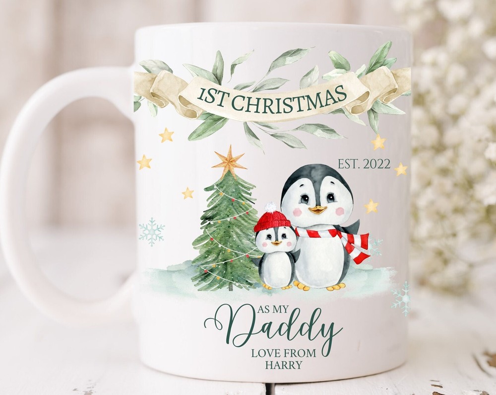 Daddy First Christmas Mug Cup Personalized New Dad Gift 2022 Name Custom