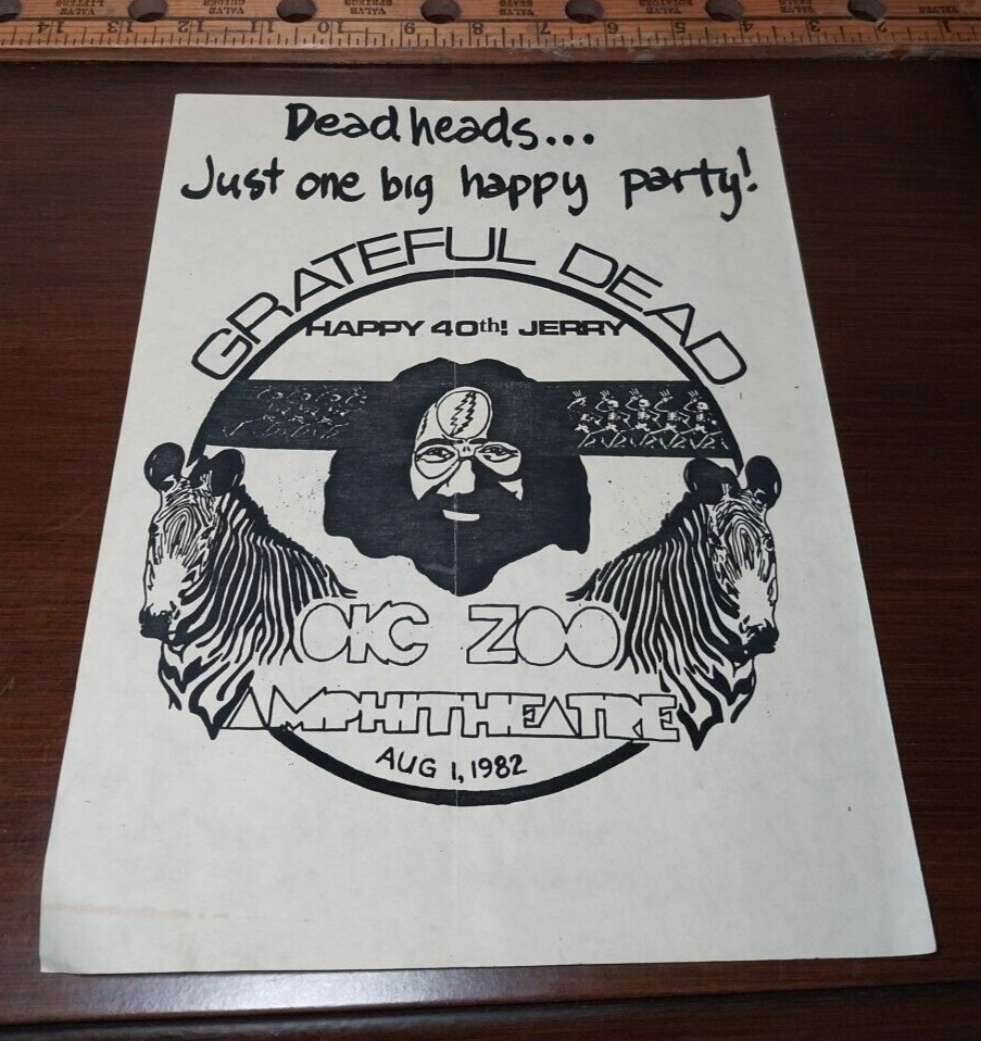 Rare Grateful Dead Jerry Garcia 40th Birthday April 1982 Flyer Rare Original OKC