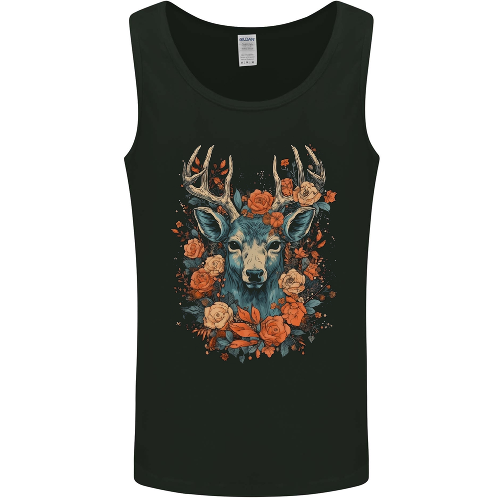 A Fantasy Deer With Flowers Mens Vest Tank Top