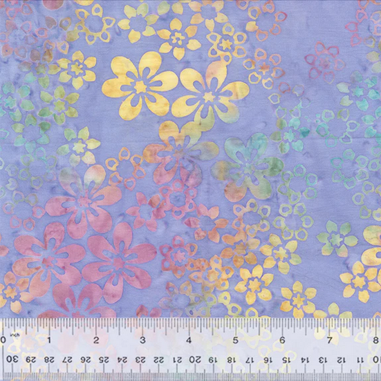 Batik Fabric Anthology - Candy Blossom Star Garden Floral Periwinkle - Sold by Yard