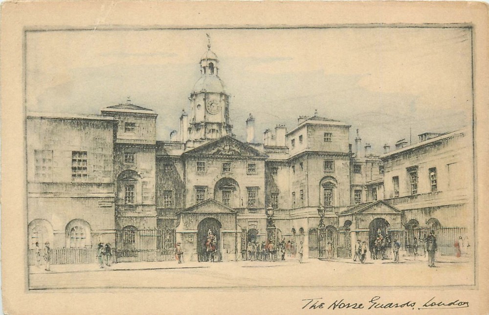 1930s London UK The Horse Guards artist impression Postcard 25-11318
