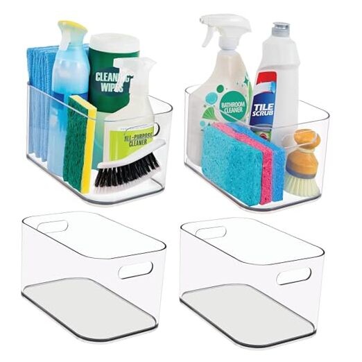 Clear 10x6 Pantry Organizer Bin Set of 4 - Stackable Plastic Storage Containers