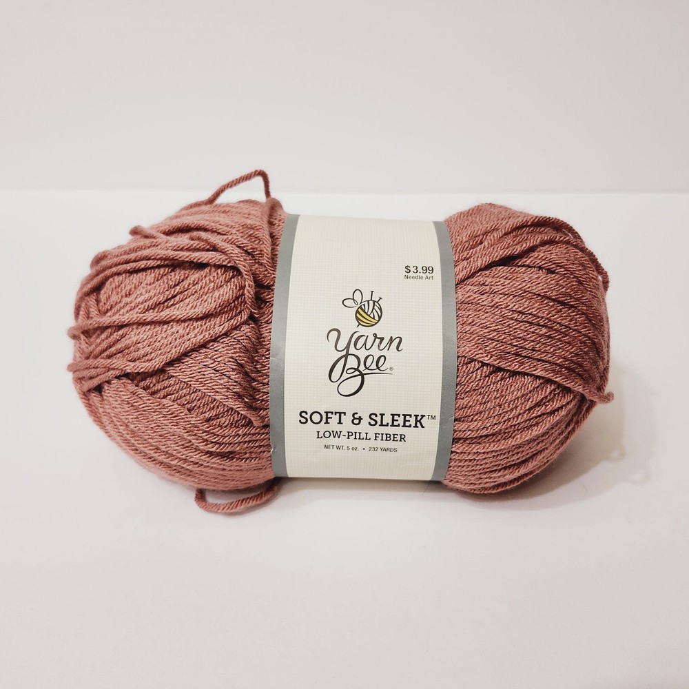 Yarn Bee Soft & Sleek Low Pill Fiber Yarn Color 635 Mauve 4.9 Oz Skein