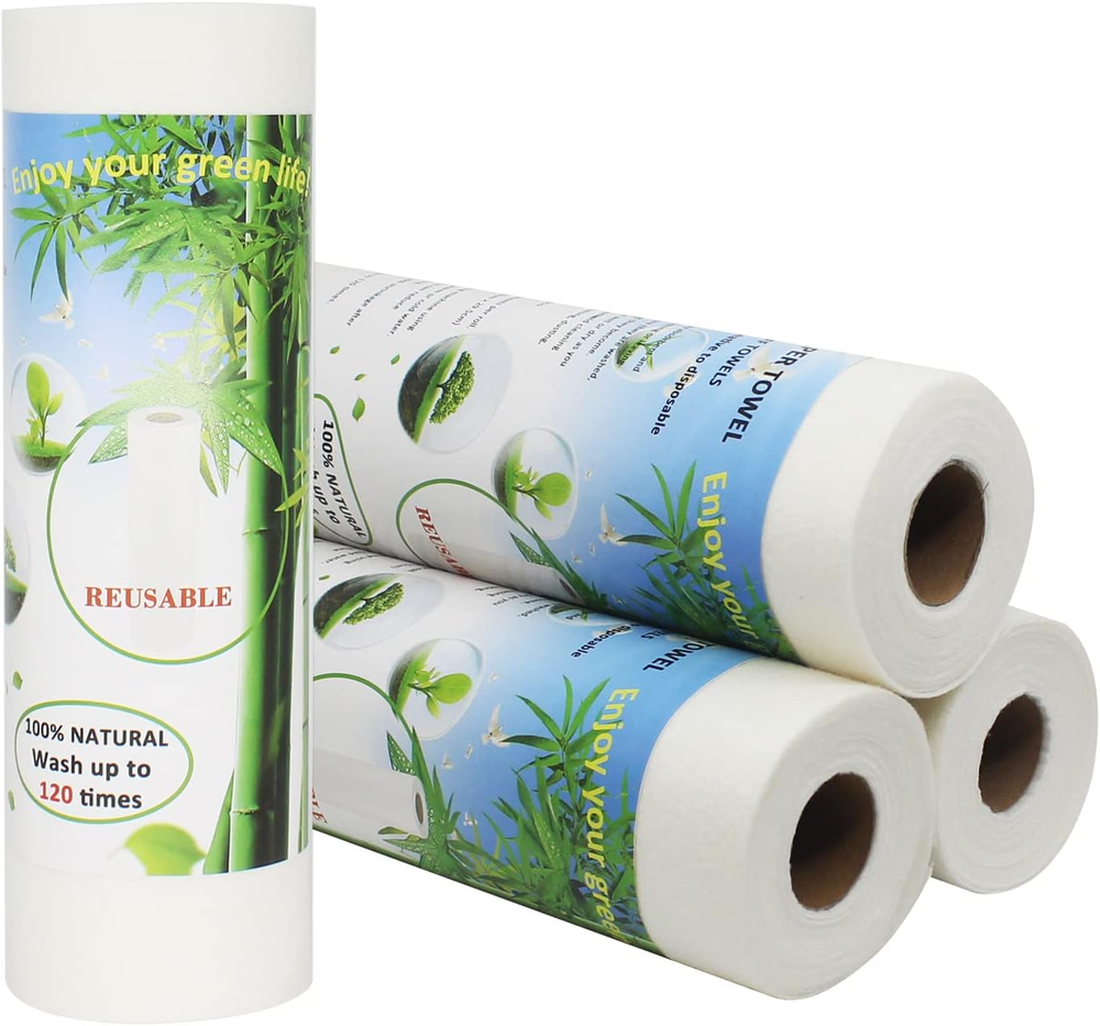 Bamboo Paper Towels 4 Rolls 80 Sheets Heavy Duty Machine Washable Eco Friendly Reusable