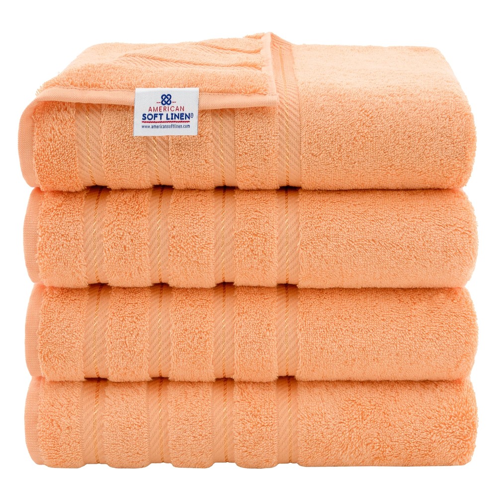 Luxury 4-Piece Turkish Cotton Bath Towel Set Extra Large 27x54 in Malibu Peach