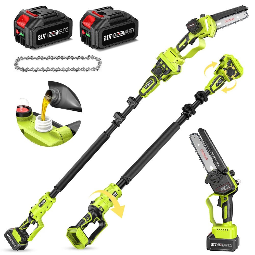 6-Inch Cordless 2-in-1 Electric Pole Saw with Battery Power