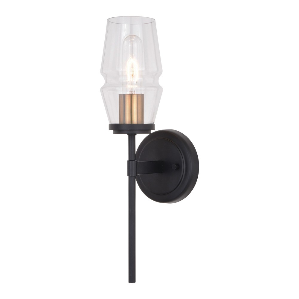 Vaxcel W0391 16-Inch Black Bathroom Sconce Modern Warren Design
