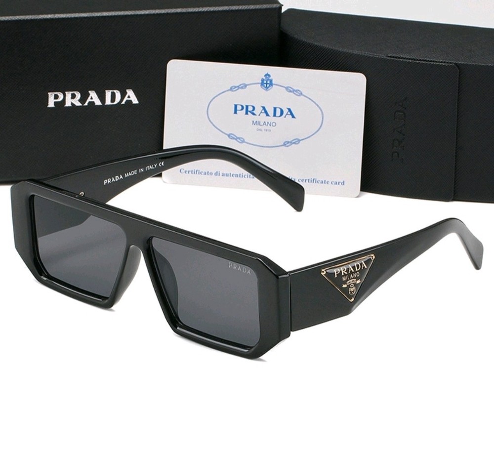 PRADA PR 09ZS 1AB5S0 Unisex Rectangle Sunglasses - Black/Gray