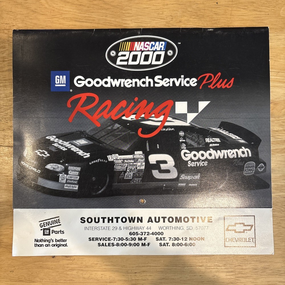 2000 GM Goodwrench Racing NASCAR Calendar Featuring Dale Earnhardt Photos