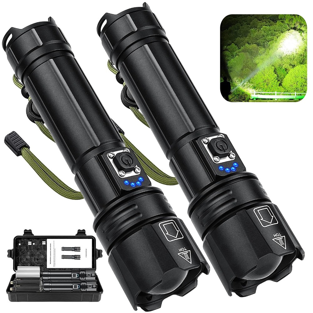 990K Lumens Ultra Bright Rechargeable LED Flashlight for High-Power Lighting