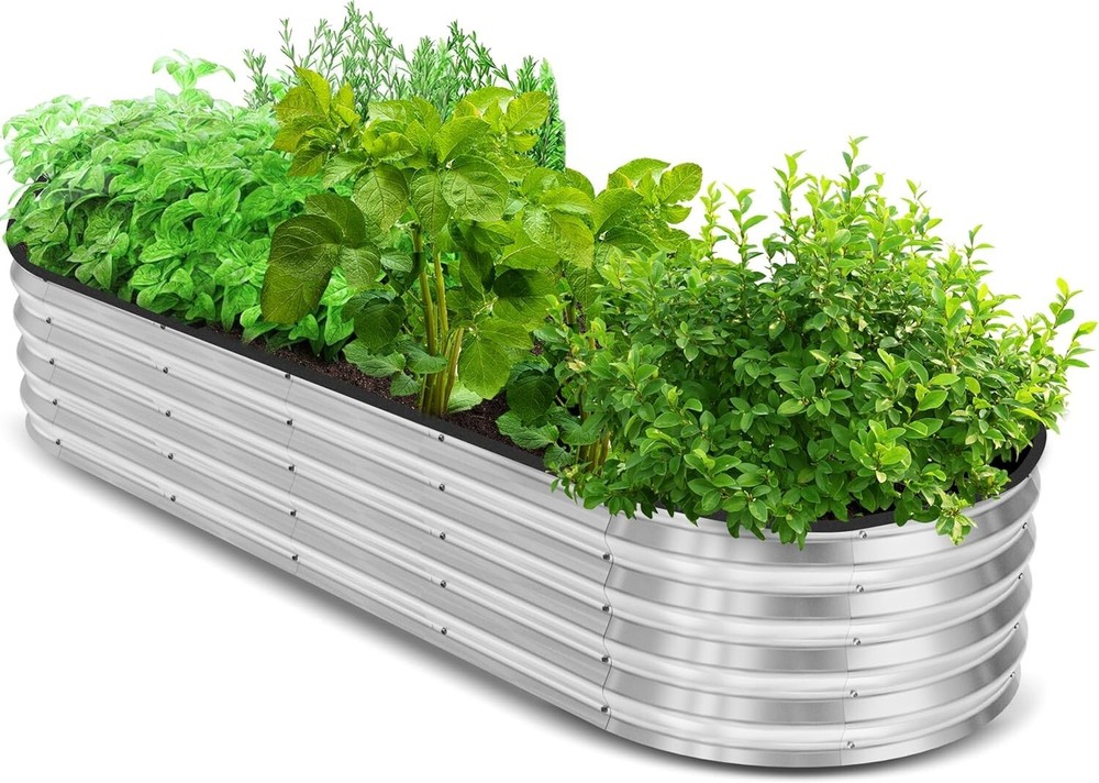 6x2x1ft Galvanized Raised Garden Bed Lightweight Outdoor Planter Box 1 Pack