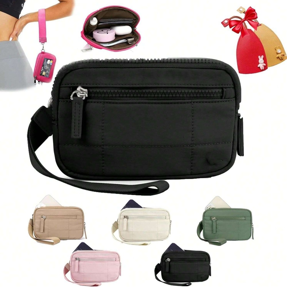 1 PCS Nylon Wristlet Wallet with 2 Key Cases & 3 Zippers for Travel