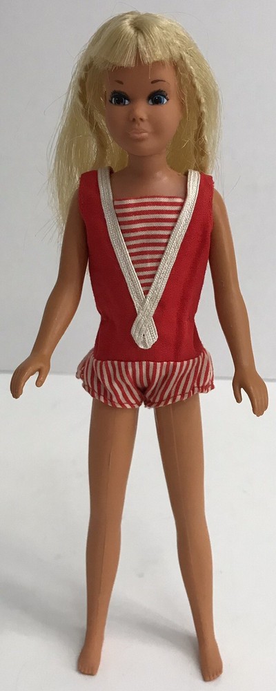 Mattel Barbie 1967 SKIPPER DOLL TWIST N TURN Blue Eyes Bendy Legs Wide Swimsuit
