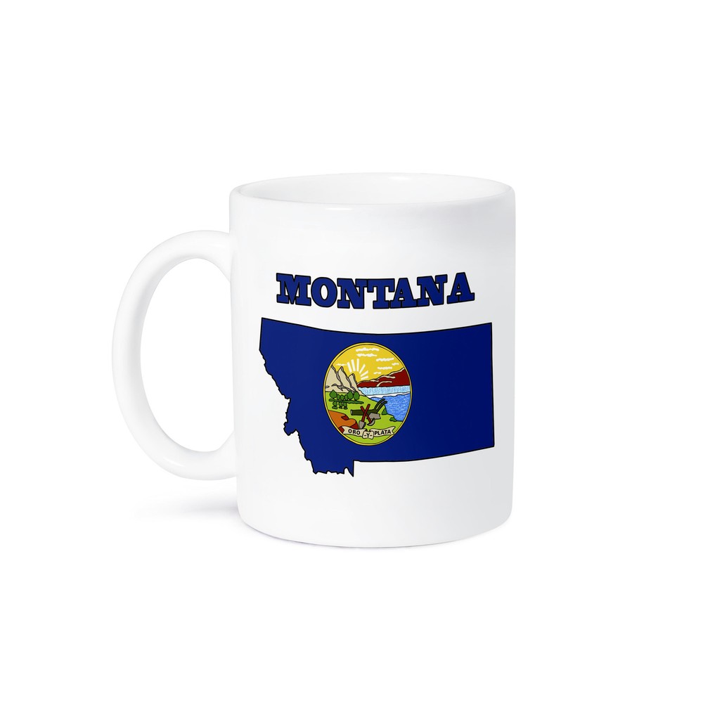 Montana State Flag Outline Map and Letters Coffee Mug by 3dRose