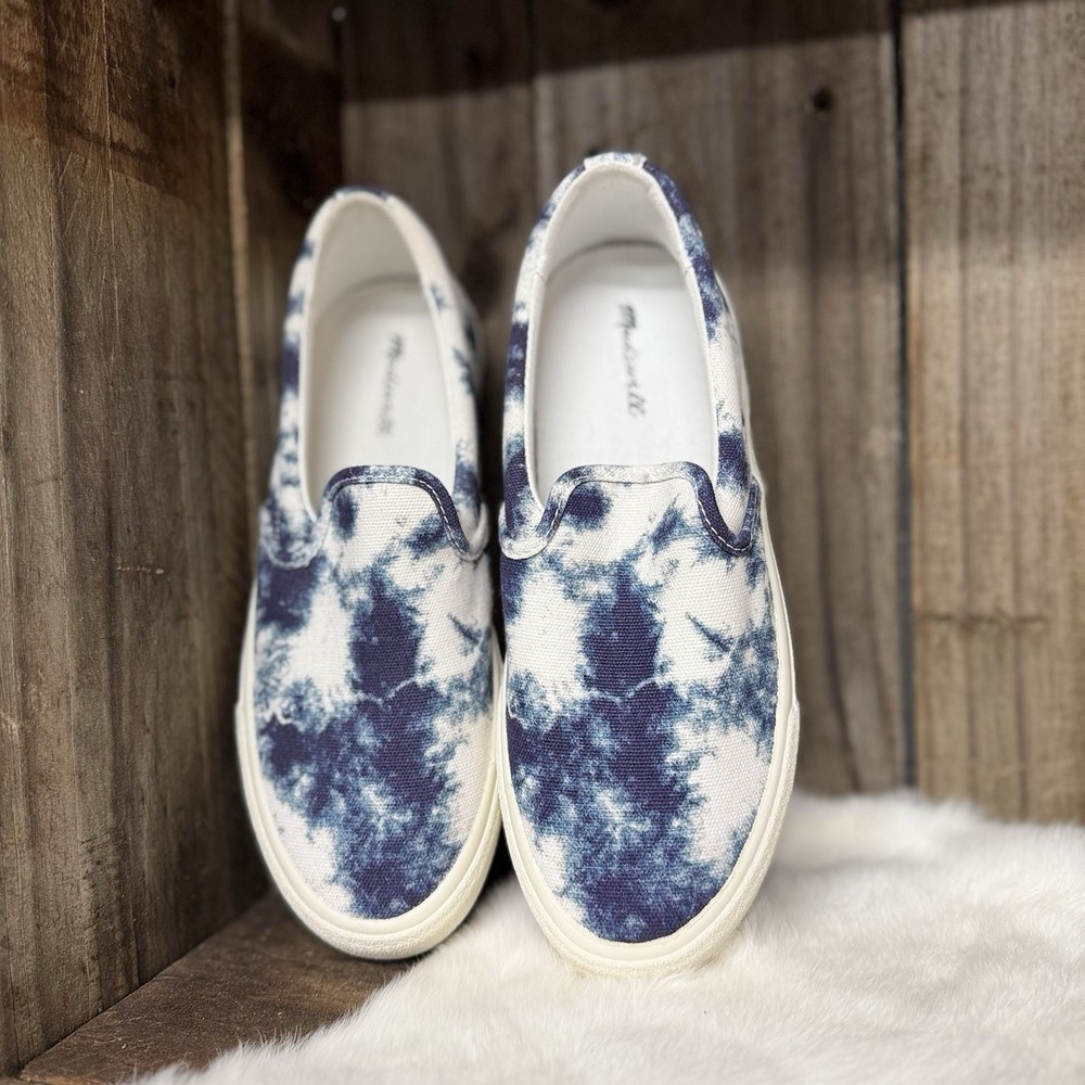 Madewell Women's Sidewalk Shibori Blue Tie Dye Sneaker Slip-On Shoes Size 7.5M