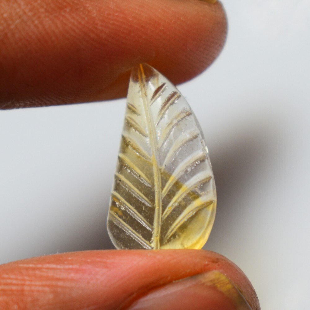 Natural Citrine Carving 6.10 Carats, Natural Citrine Leaf Gemstone For Jewelry