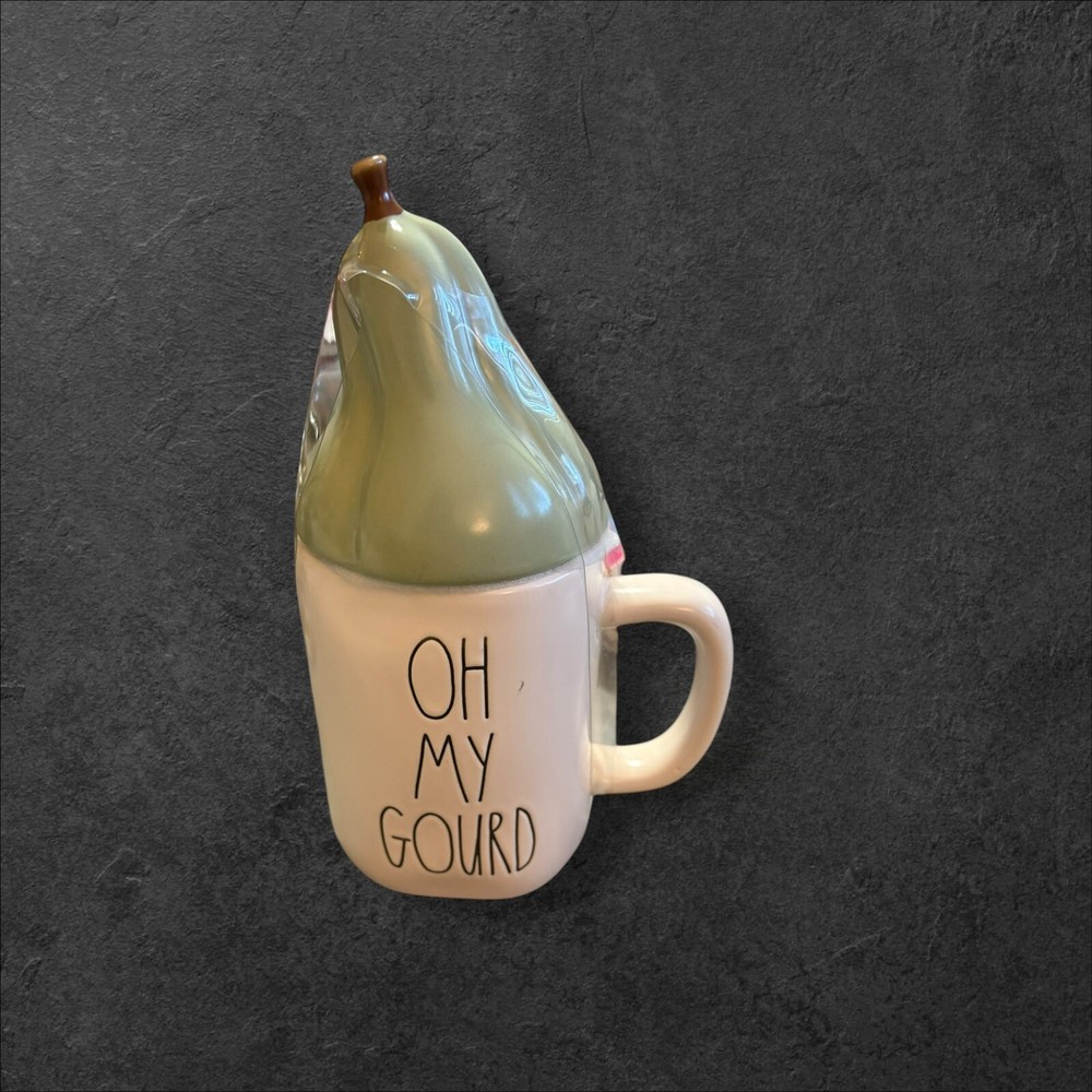 Rae Dunn Oh My Gourd Mug with Green Topper Autumn Thanksgiving Decor NEW
