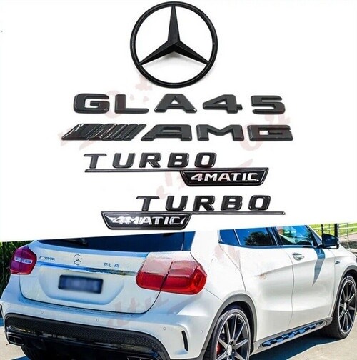 GLOSS BLACK Rear Star for MERCEDES GLA45 AMG X156 +TURBO 4matic Badges 2014-2020