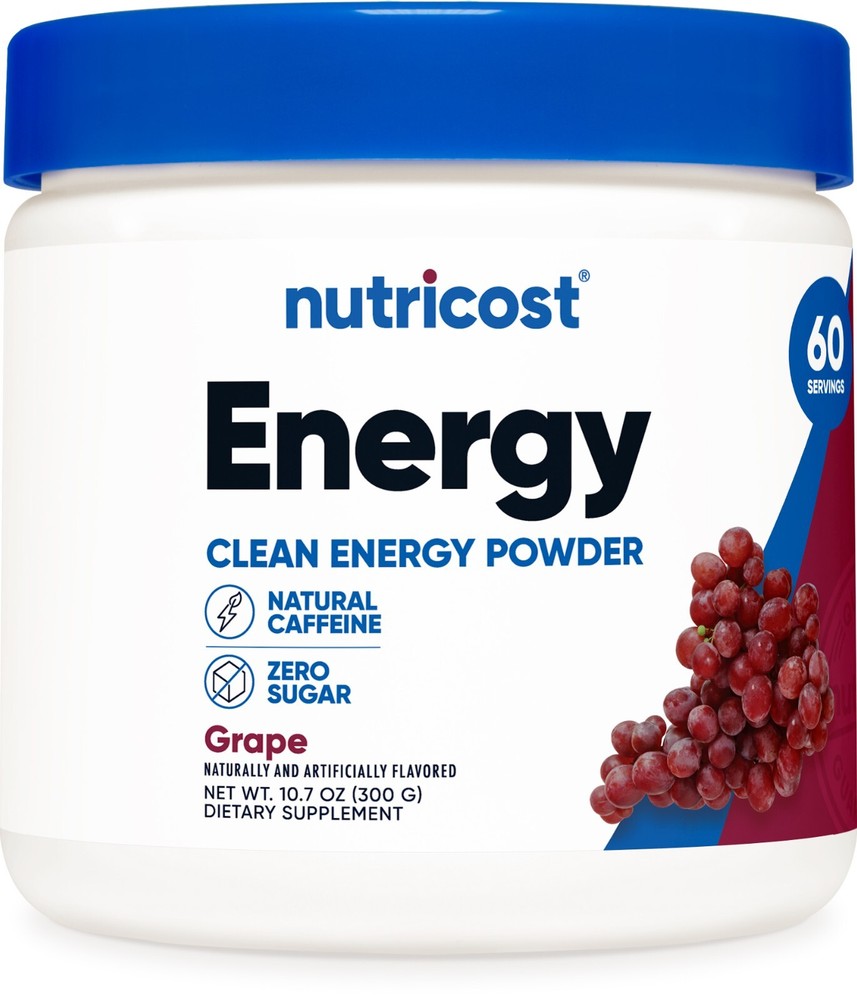 Nutricost Energy Drink Powder (Grape) (60 SERV) | Pre Workout Supplement