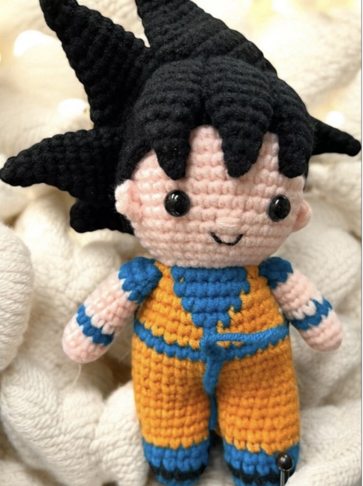 Goku Handmade Amigurumi Doll, Crochet Stuffed Doll Keychain