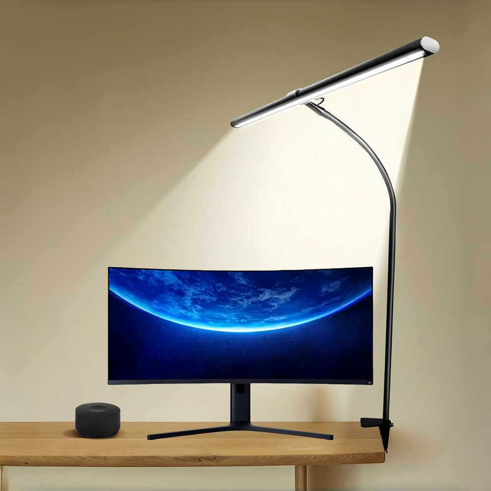 LED Desk Lamp for Home Office, Eye Caring Architect Desk Light with Clamp Remote