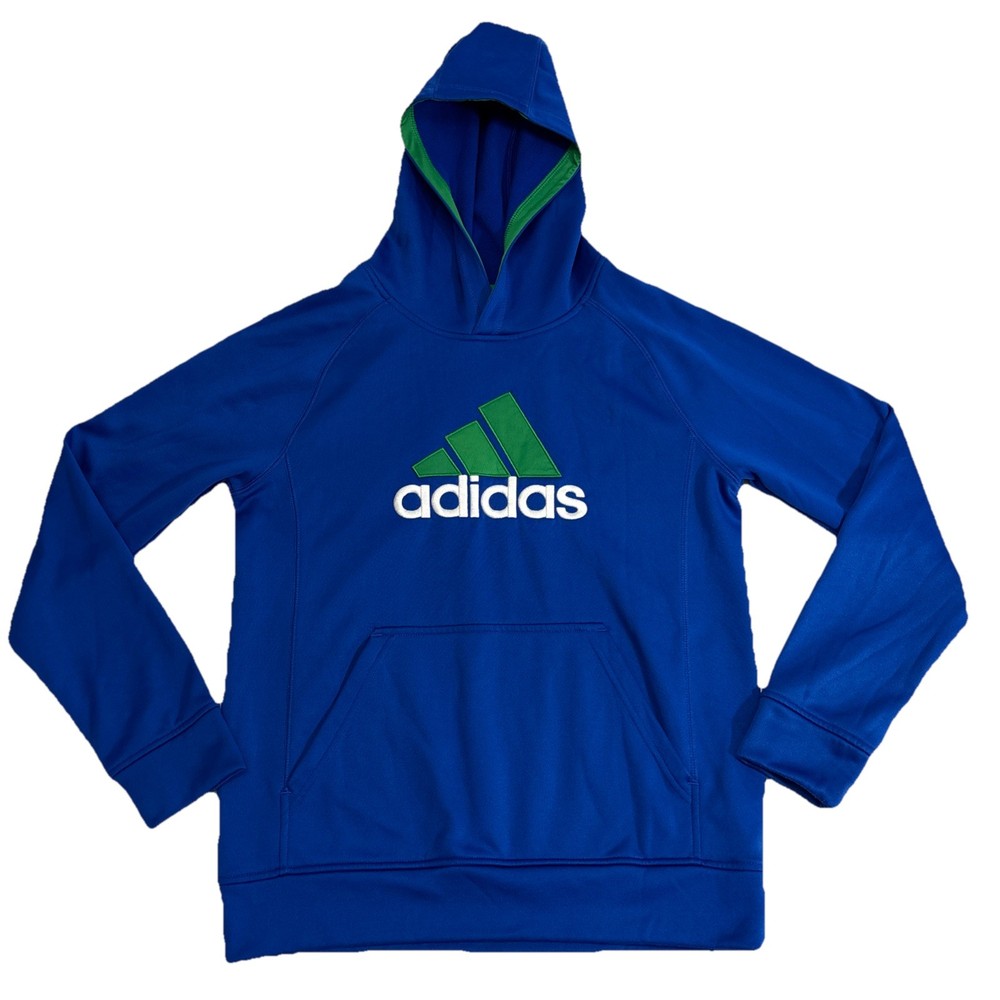 Adidas Climawarm Pullover Athletic Hoodie Sweatshirt Embroidered Logo ✅ Sz 14/16