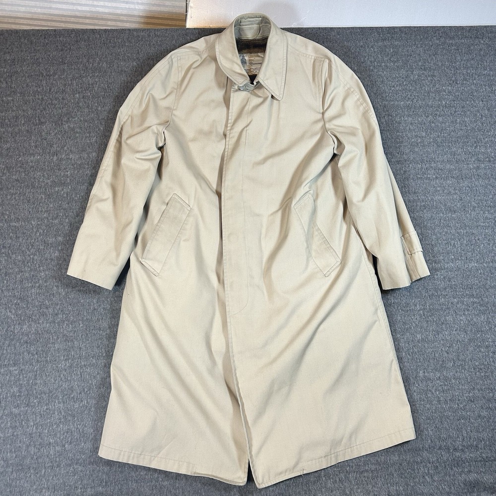 Vintage London Fog Tan Trench Coat with Removable Fleece Lining Size 40 Long for Women