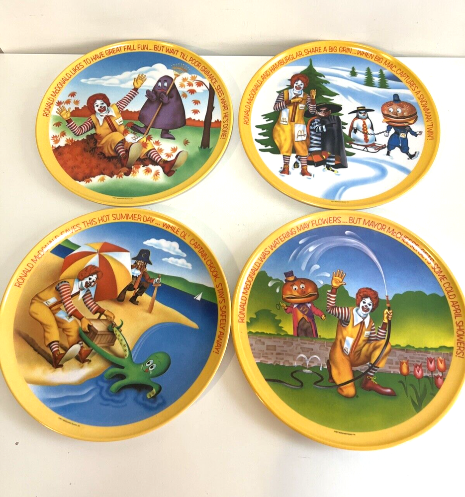 1977 Ronald McDonald 10” Plates Four Seasons Collection (4 Plates) VINTAGE