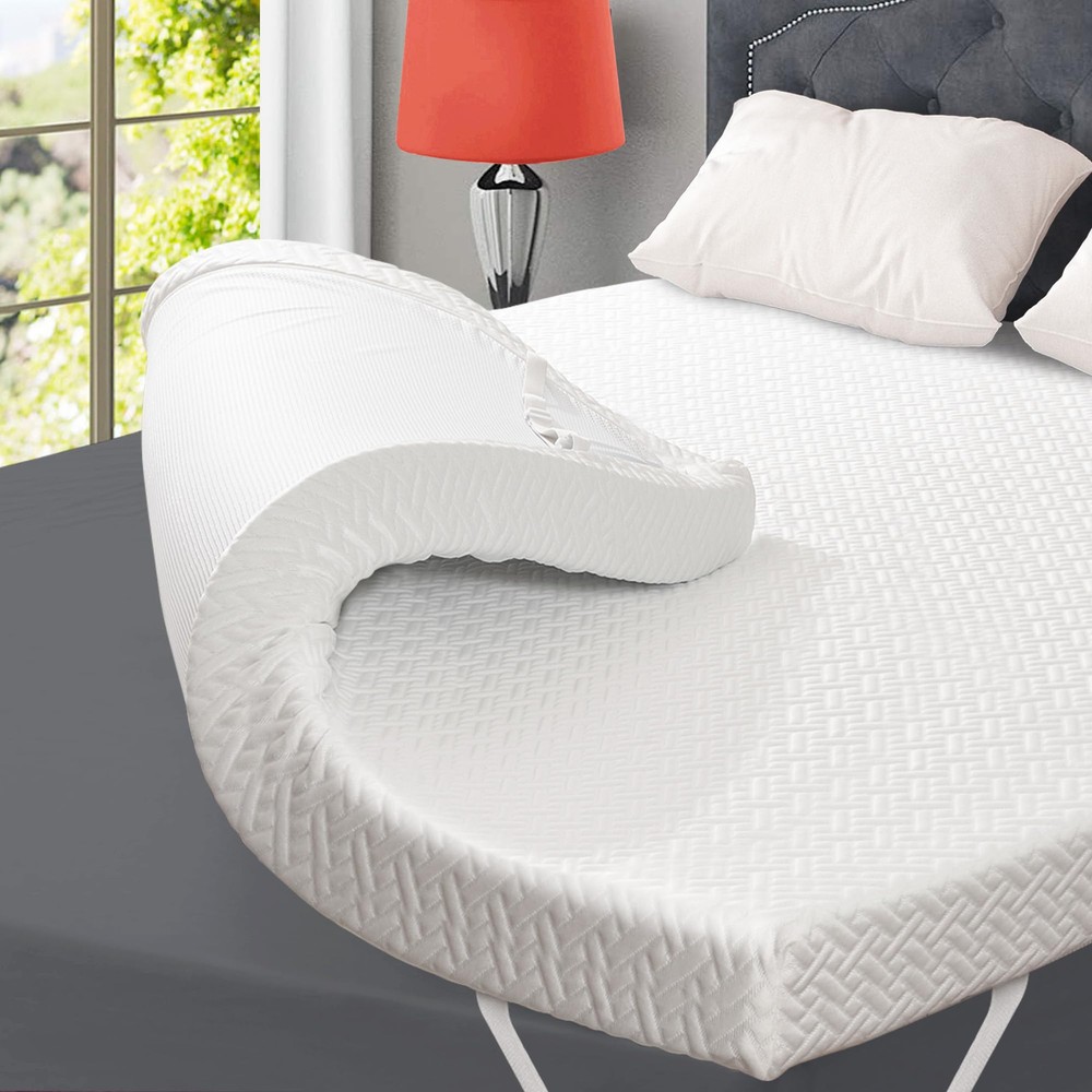 3 Inch Gel Memory Foam Mattress Topper Queen Size, Gel-Infused Mattress Pad C...