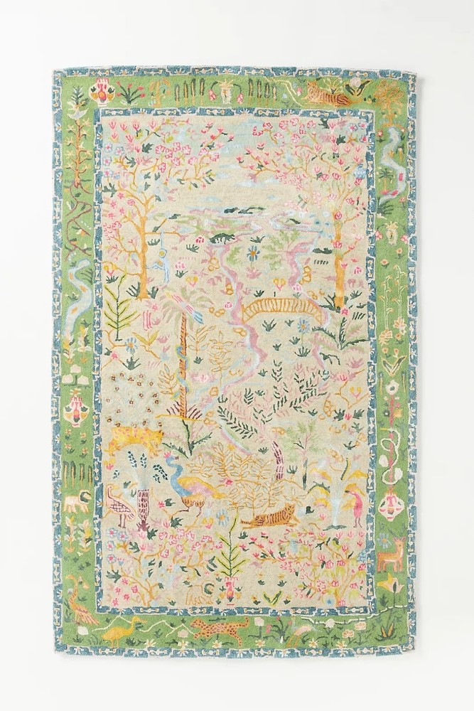 Hand Tufted Wool & Silk Tales Menagerie Area Rug for Bedroom Living Room